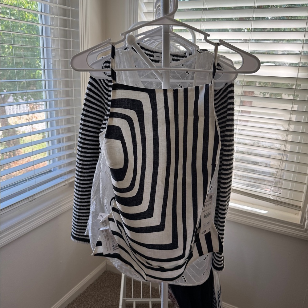 Zara Striped Black and White Women's Top